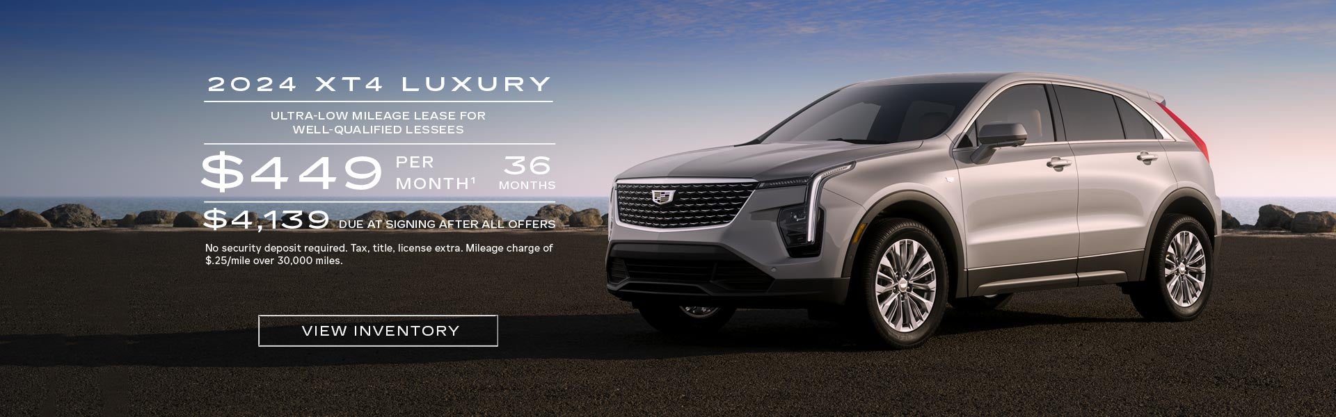 2024 XT4 Luxury. Ultra-low mileage lease for well-qualified Lessees. $449 per month. 36 months. $...